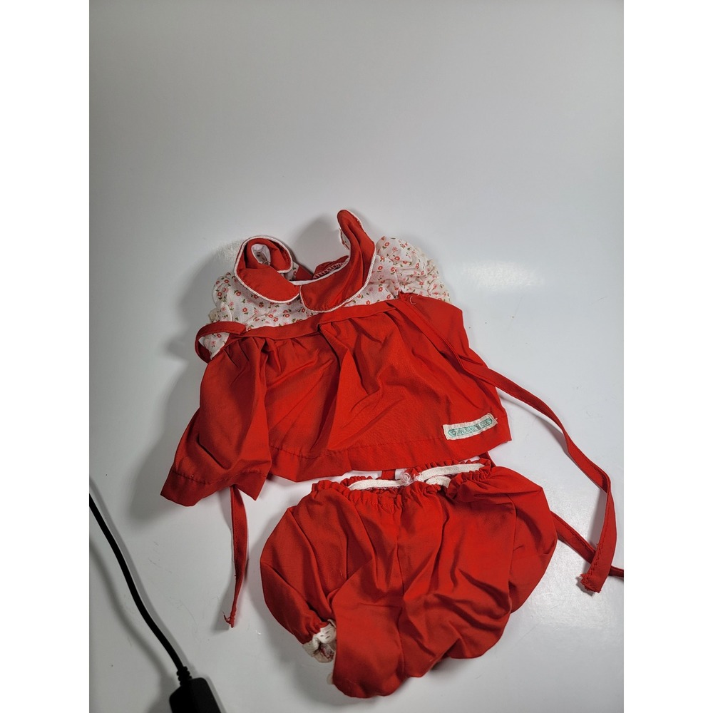 Vintage Cabbage Patch Kids Coleco Red Floral Dress and Bloomers Doll Outfit Set